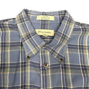 Men's JOHN W. NORDSTROM Blue Italian Fabric‎ Button Down Shirt- Size XXLL (Tall)